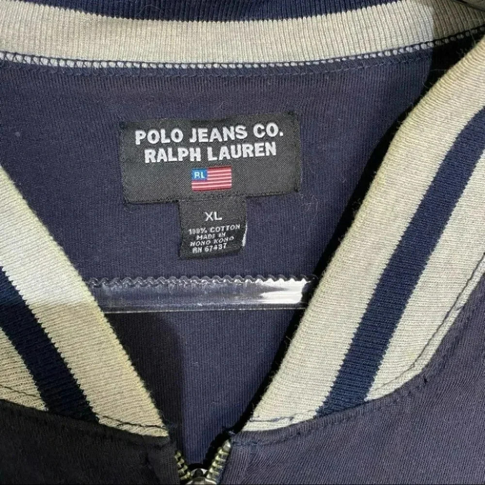 Polo Jeans Co Ralph Lauren XL Navy Blue USRL Varsity Full Zip Bomber Jacket - Picture 4 of 4